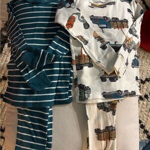Carter's Teal Striped and White Vehicle Print Pajama Set